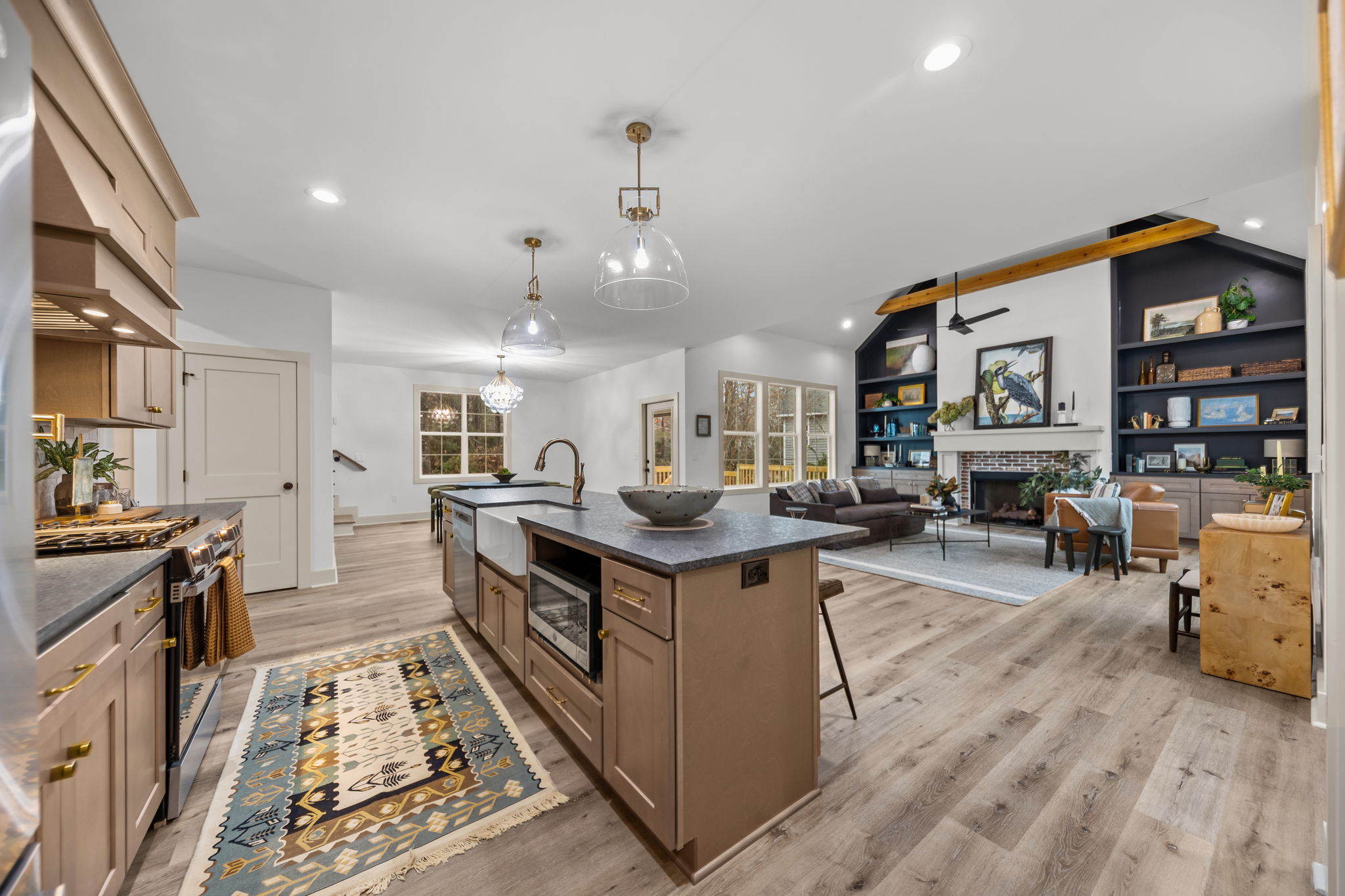 Open-concept kitchen in a J Cheek Builders home, Moore County, NC