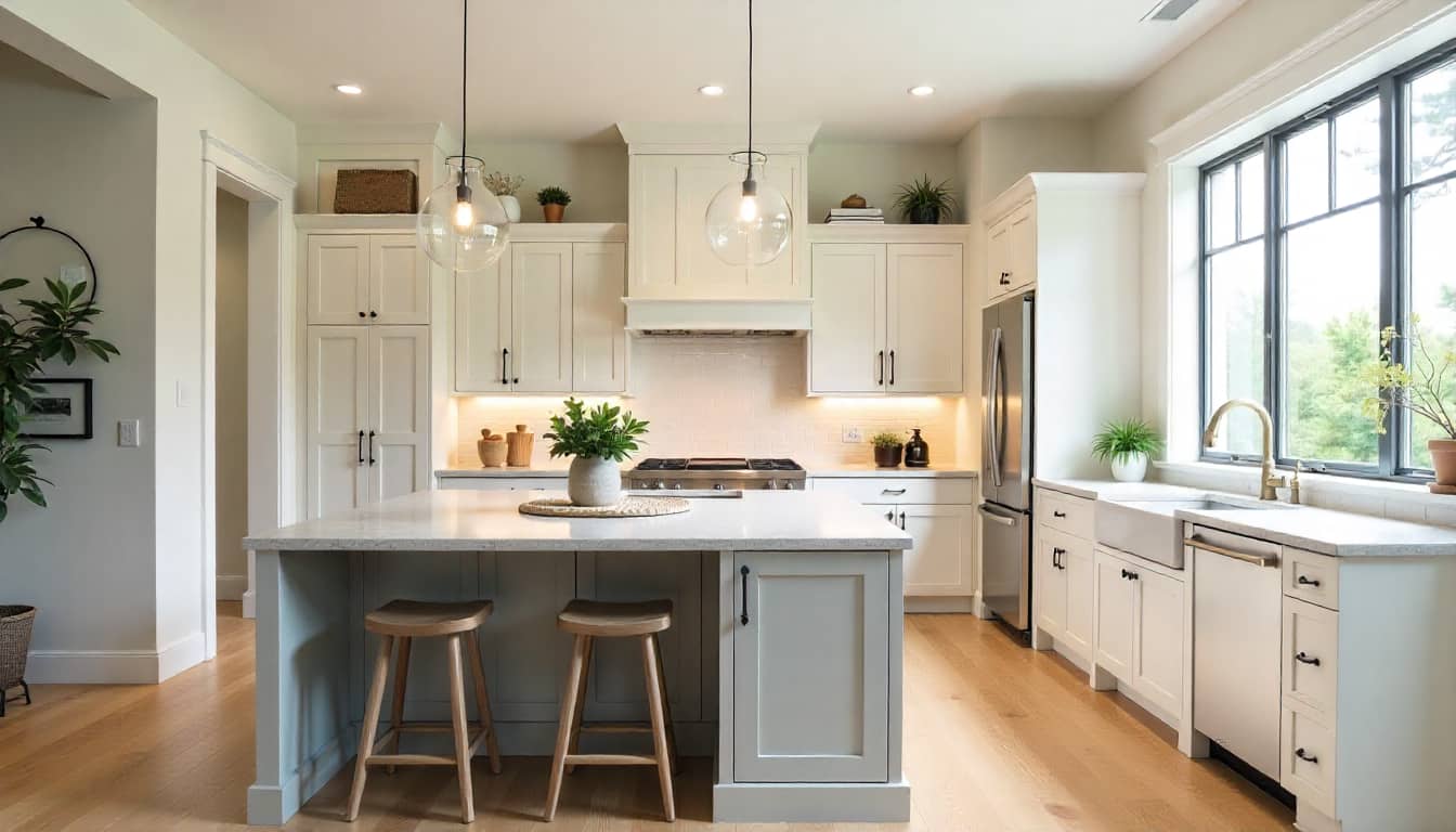 Kitchen with modern functional design in a Stonecrest Homes semi-custom home, Moore County, NC